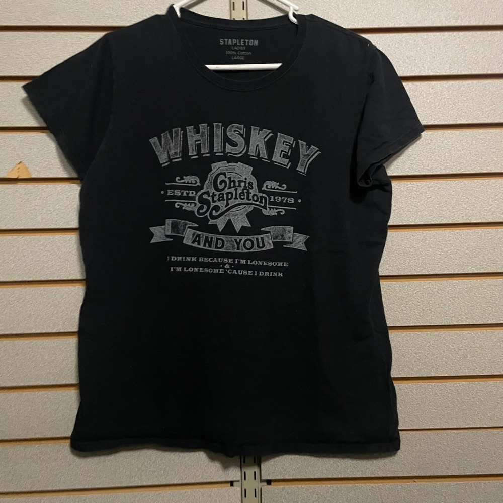 Chris Stapleton Whiskey And You Graphic T‎ Shirt Black Ladies Large Cotton